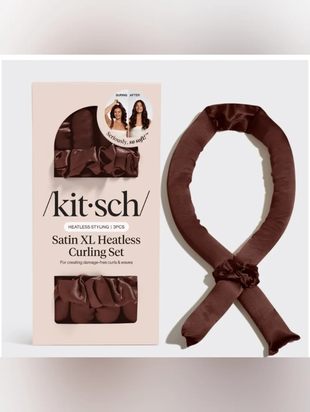 Chocolate XL Satin Heatless Curling Set BRAND NEW IN UNOPENED BOX - Picture 1 of 5